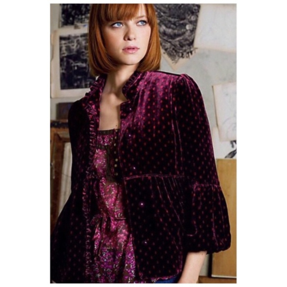 Elevenses Ditsy Print Rayon Silk Velvet Jacket